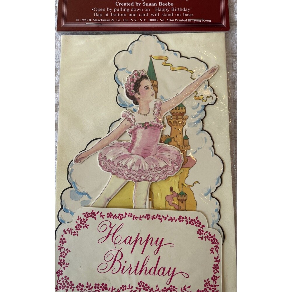 Vintage Ballet Princess Birthday Card Standing Dimensional